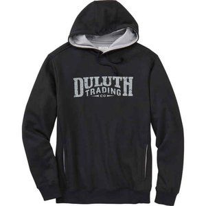 Duluth Trading Hoodie Men's Large Black Relaxed Fit Pullover Cotton/Poly NWT
